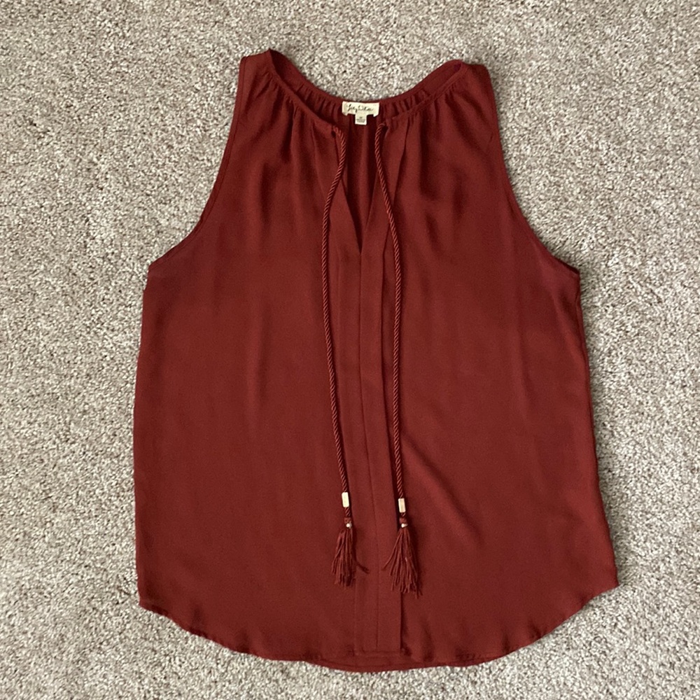 Lily White Pleated Front Tassel Tank Top